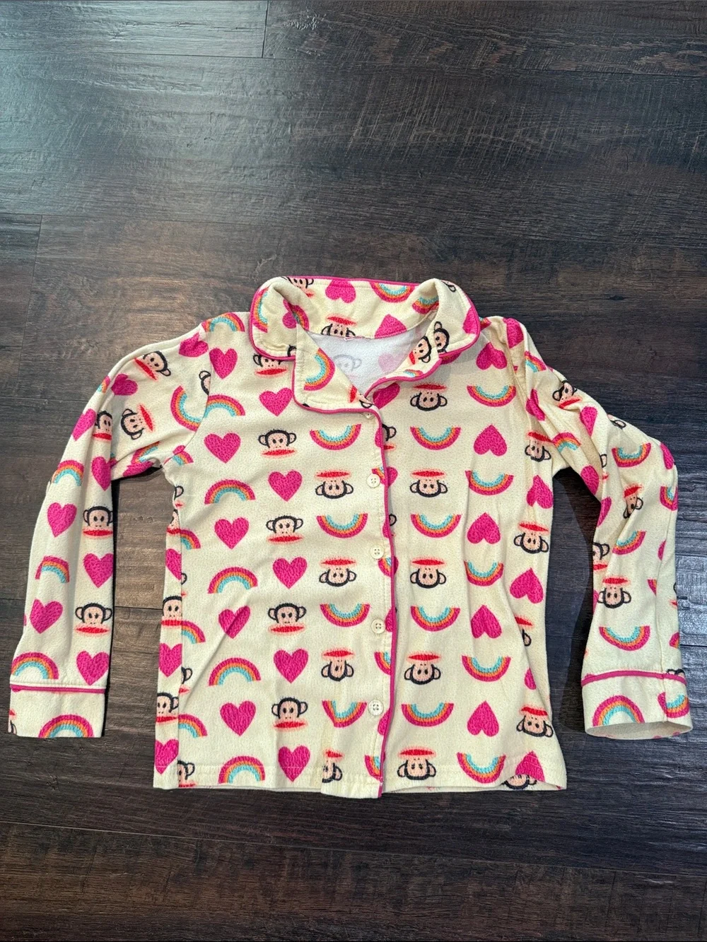 Paul Frank Cream Pajama Set with Pink Hearts & Rainbow Motifs